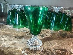 Vintage Fostoria Colonial Dame Emerald Green Wine Stems Fruit cocktail Glass 24