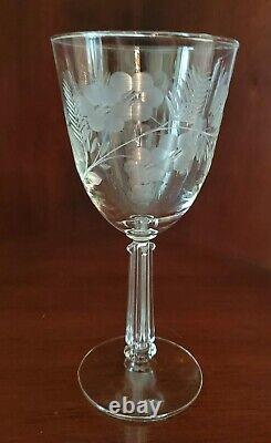 Vintage Fostoria Crystal Engraved Wine Glasses- Set Of (7)