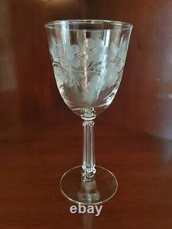 Vintage Fostoria Crystal Engraved Wine Glasses- Set Of (7)