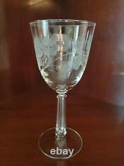 Vintage Fostoria Crystal Engraved Wine Glasses- Set Of (7)