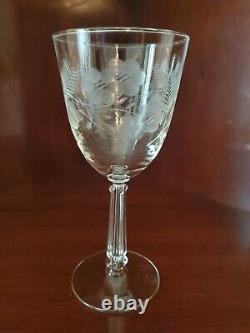Vintage Fostoria Crystal Engraved Wine Glasses- Set Of (7)