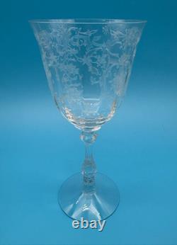Vintage Fostoria Elegant Navarre Etched Water/Wine Goblet Glasses Set of 8