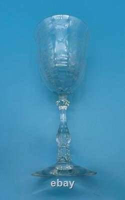 Vintage Fostoria Elegant Navarre Etched Water/Wine Goblet Glasses Set of 8