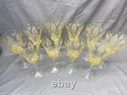 Vintage Fostoria Etched Trojan Topaz 8 1/8 Wine Toasting Glasses- Set of 10