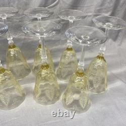 Vintage Fostoria Etched Trojan Topaz 8 1/8 Wine Toasting Glasses- Set of 10
