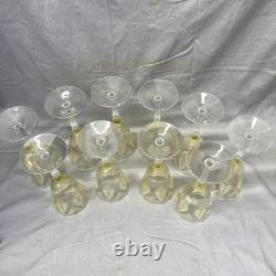 Vintage Fostoria Etched Trojan Topaz 8 1/8 Wine Toasting Glasses- Set of 10