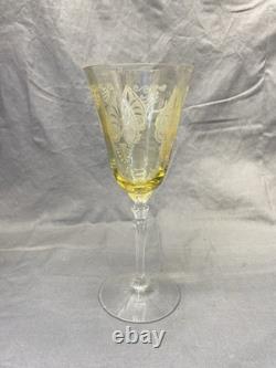 Vintage Fostoria Etched Trojan Topaz 8 1/8 Wine Toasting Glasses- Set of 10