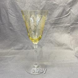 Vintage Fostoria Etched Trojan Topaz 8 1/8 Wine Toasting Glasses- Set of 10