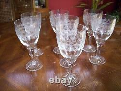 Vintage Fostoria Glass Needle Etched Large Cloverleaf Pattern Glasses