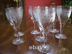 Vintage Fostoria Glass Needle Etched Large Cloverleaf Pattern Glasses