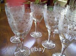 Vintage Fostoria Glass Needle Etched Large Cloverleaf Pattern Glasses