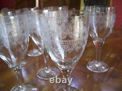 Vintage Fostoria Glass Needle Etched Large Cloverleaf Pattern Glasses