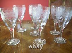 Vintage Fostoria Glass Needle Etched Large Cloverleaf Pattern Glasses