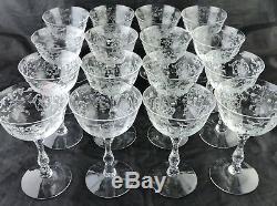 Vintage Fostoria Navarre Champagne/wine/cocktail Glass Set 16 Flower Swag Optic