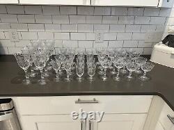 Vintage Fostoria Navarre Clear Etched Crystal Stemware Set Of 40