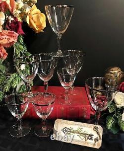 Vintage Fostoria Platinum Rimmed glasses Claret Wine / Water goblet set of 8