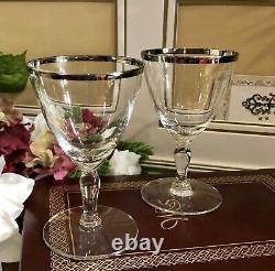 Vintage Fostoria Platinum Rimmed glasses Claret Wine / Water goblet set of 8