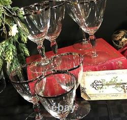 Vintage Fostoria Platinum Rimmed glasses Claret Wine / Water goblet set of 8