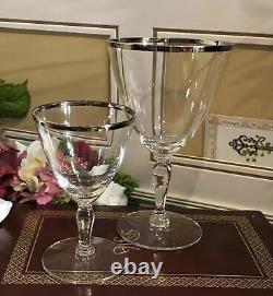 Vintage Fostoria Platinum Rimmed glasses Claret Wine / Water goblet set of 8