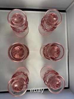 Vintage Fostoria Sorrento Pink Wine Glasses 5 inch Stemware Set of 6