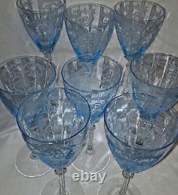 Vintage Fostoria Wine Water Glasses Versailles Blue