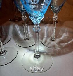 Vintage Fostoria Wine Water Glasses Versailles Blue