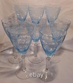 Vintage Fostoria Wine Water Glasses Versailles Blue