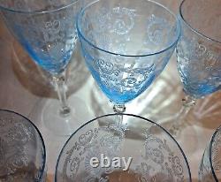 Vintage Fostoria Wine Water Glasses Versailles Blue