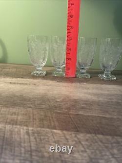 Vintage Fostoria clear small juice wine Water Champagne glasses (4)