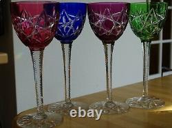 Vintage Four Roemer Wine Glasses Crystal Baccarat Colors Pattern S. 1134