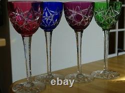 Vintage Four Roemer Wine Glasses Crystal Baccarat Colors Pattern S. 1134