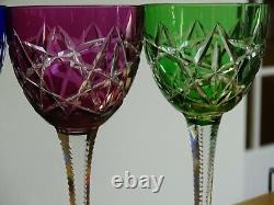 Vintage Four Roemer Wine Glasses Crystal Baccarat Colors Pattern S. 1134