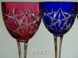 Vintage Four Roemer Wine Glasses Crystal Baccarat Colors Pattern S. 1134
