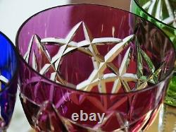 Vintage Four Roemer Wine Glasses Crystal Baccarat Colors Pattern S. 1134