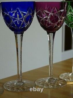 Vintage Four Roemer Wine Glasses Crystal Baccarat Colors Pattern S. 1134