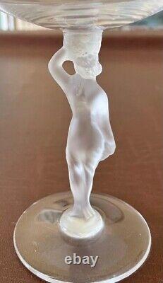 Vintage French Bayel Crystal Bacchante Frosted Nude Stemware