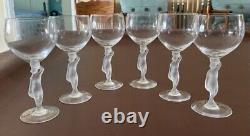 Vintage French Bayel Crystal Bacchante Frosted Nude Stemware