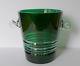 Vintage French Emerald Green Crystal Glass Wine Champagne Ice Bucket Vase