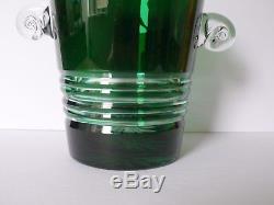 Vintage French Emerald Green Crystal Glass Wine Champagne Ice Bucket Vase