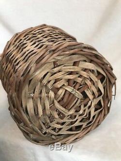 Vintage French Glass Demijohn Wine Bottle Wicker Rattan, 13 Tall