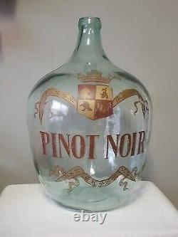 Vintage French Handblown Glass'Pinot Noir' Wine Demijohn