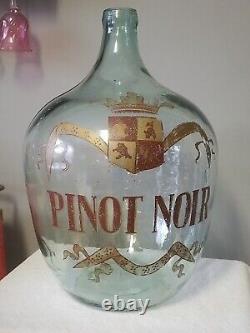 Vintage French Handblown Glass'Pinot Noir' Wine Demijohn