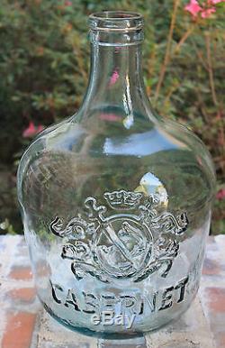 Vintage French Wine Art Glass Carboy Demijohn Bottle Jug Embossed Cabernet RARE