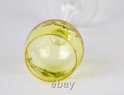 Vintage French or Bohemian Chartreuse Gold Encrusted Wine Goblets Air Twist Stem
