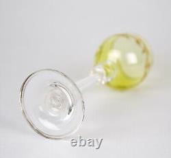 Vintage French or Bohemian Chartreuse Gold Encrusted Wine Goblets Air Twist Stem