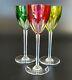 Vintage- Genova (Cut) BACCARAT- Multi-Color Rhine Wine Glass- Only Emerald Green