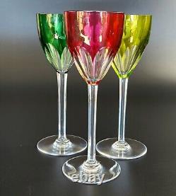 Vintage- Genova (Cut) BACCARAT- Multi-Color Rhine Wine Glass- Only Emerald Green