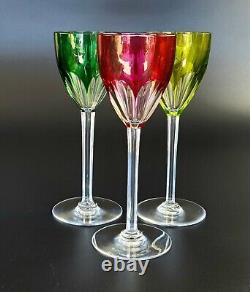 Vintage- Genova (Cut) BACCARAT- Multi-Color Rhine Wine Glass- Only Emerald Green