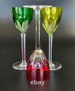 Vintage- Genova (Cut) BACCARAT- Multi-Color Rhine Wine Glass- Only Emerald Green