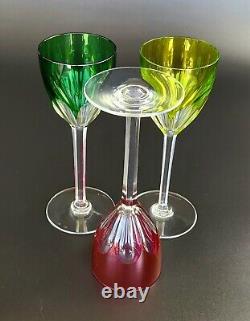 Vintage- Genova (Cut) BACCARAT- Multi-Color Rhine Wine Glass- Only Emerald Green